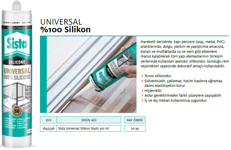 Sista Universal Silikon Siyah 310Ml