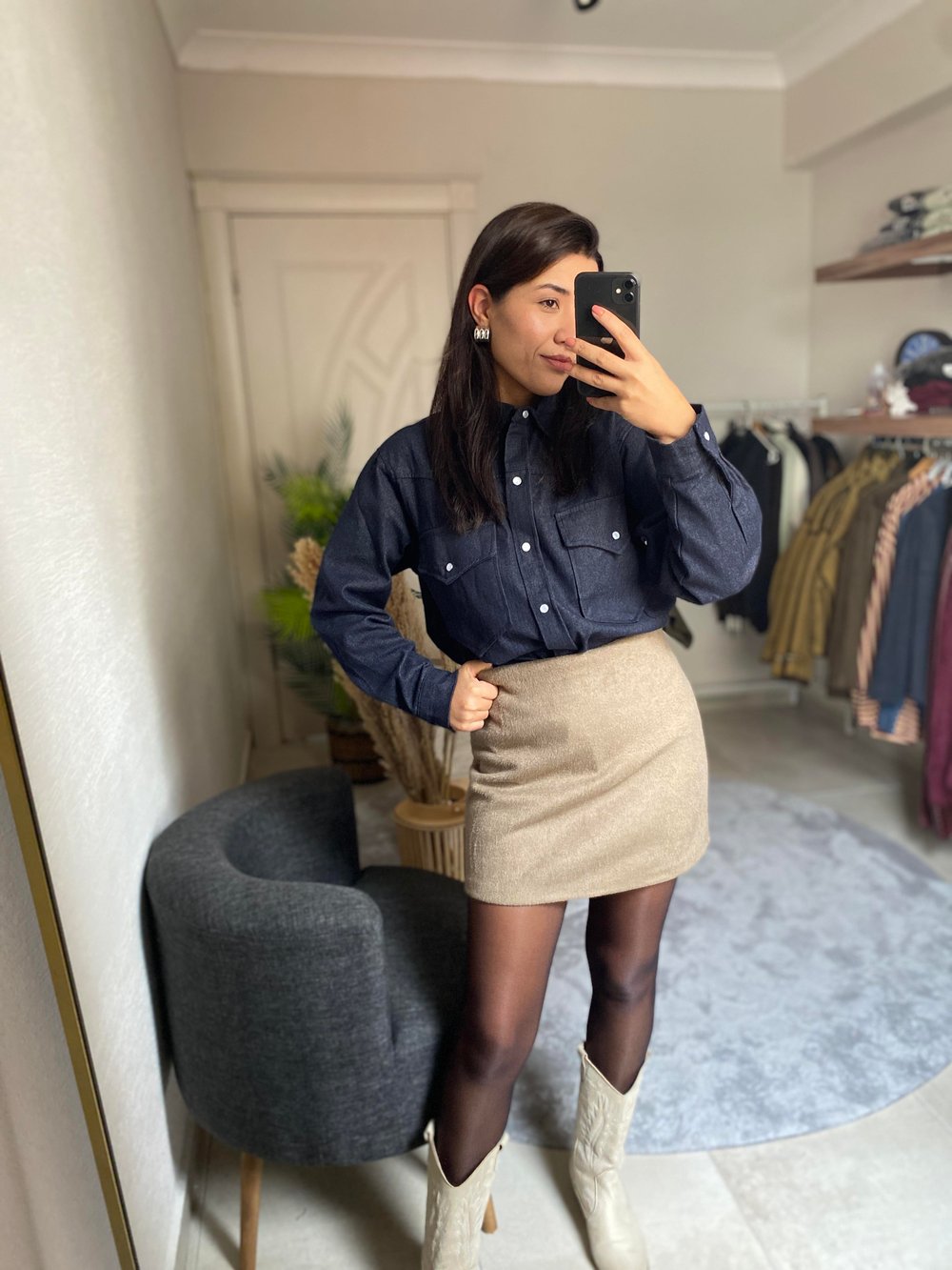 Vizon Mini Süet Etek