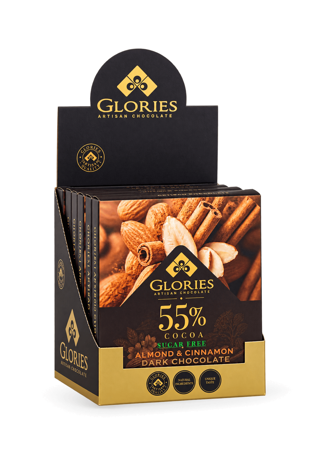 Bademli ve Tarçınlı Şekersiz Bitter Çikolata 60 g – 7'li Display