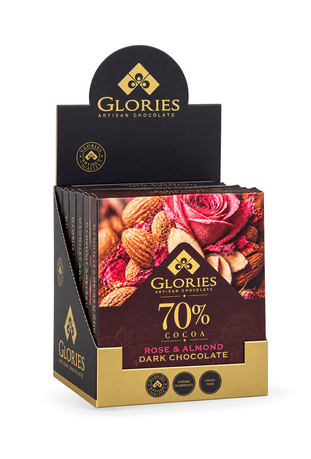 Güllü Bademli %70 Bitter Çikolata 60 g – 7'li Display