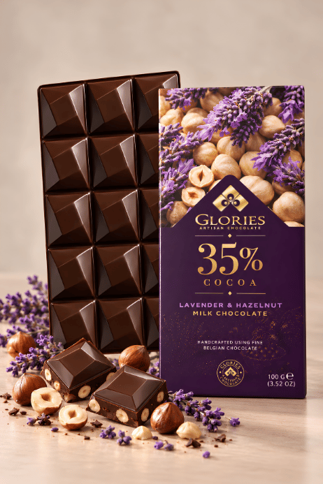 Lavantalı Aromalı ve Fındıklı Sütlü Çikolata 100 g