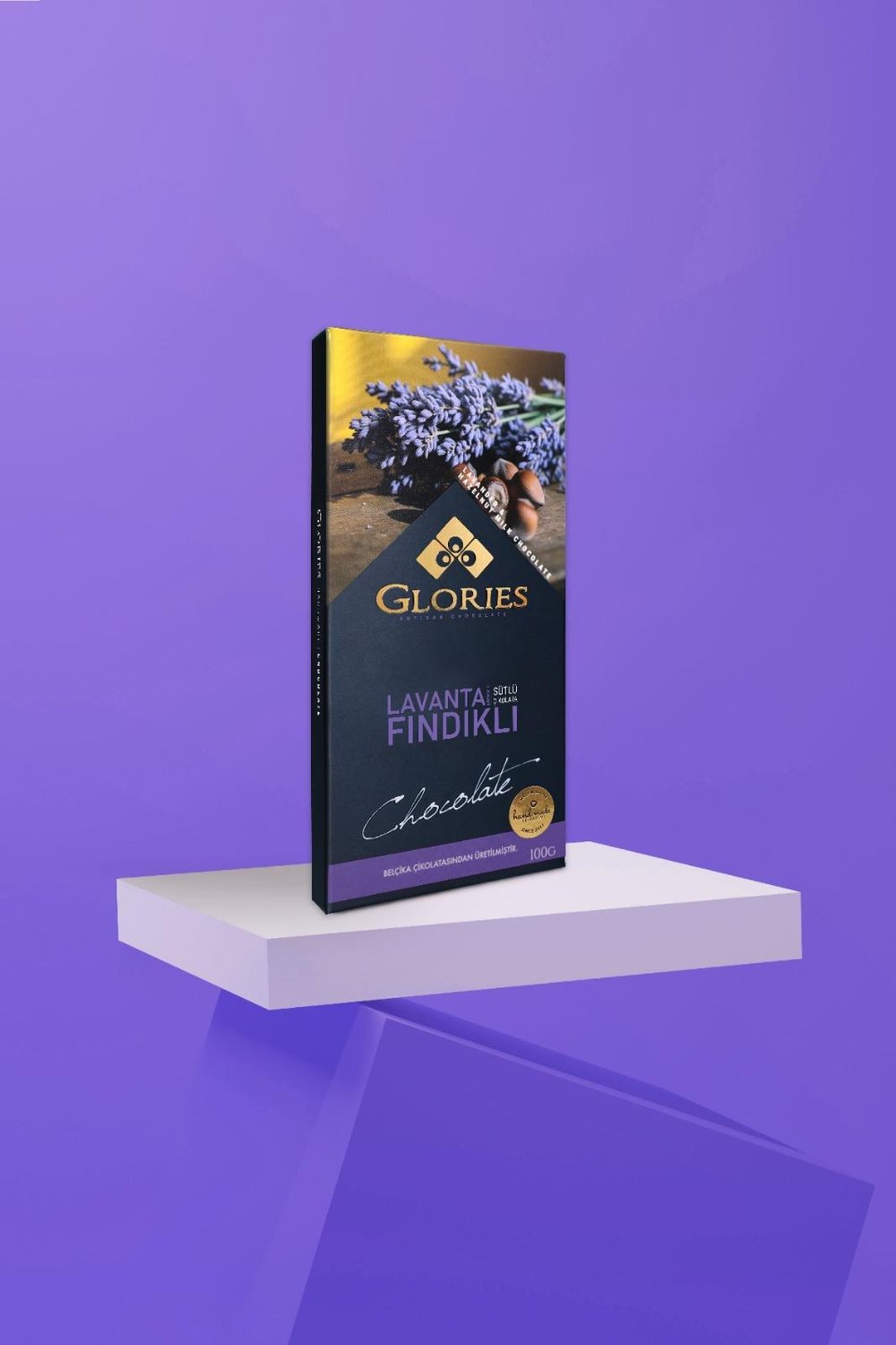 Lavantalı Aromalı ve Fındıklı Sütlü Çikolata (100 g)