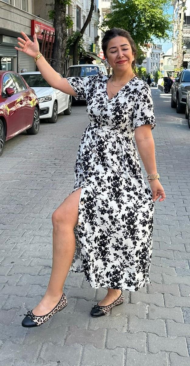 Alya Siyah Çiçek Elbise