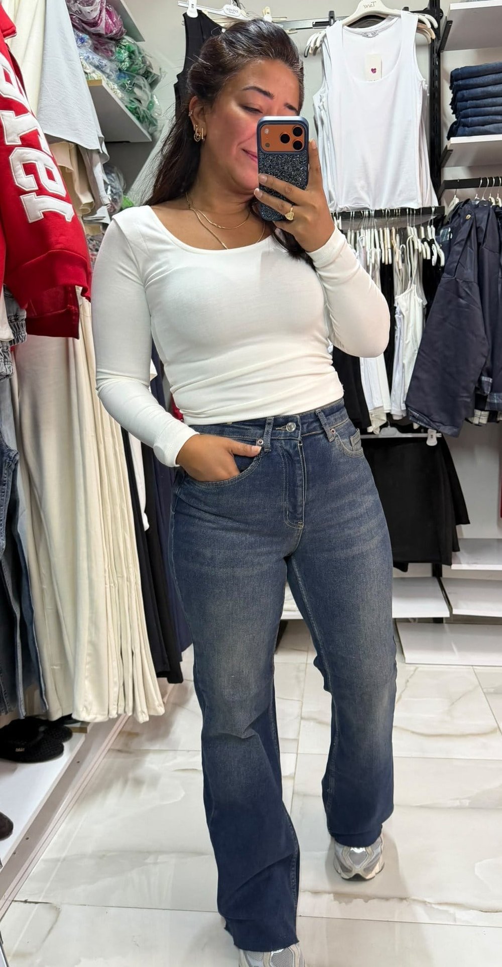 Mavi Likralı Push-Up Jeans (1 Beden küçük alın)