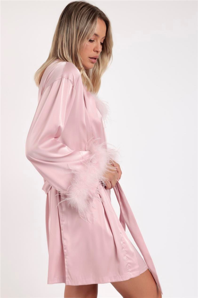 Admas Marabu Luxe Kadın Sabahlık Pembe