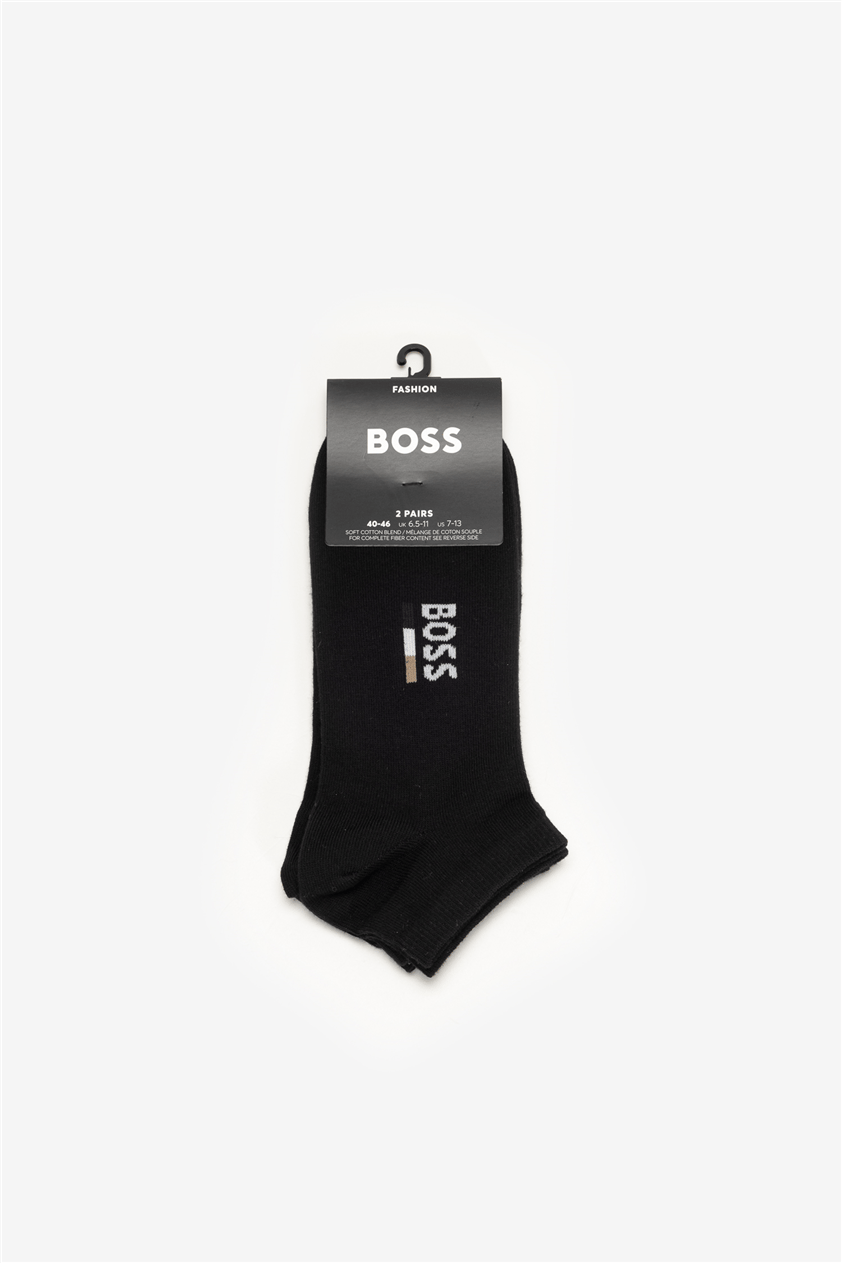 Boss 2P As Iconic Logo Cc Erkek 2li Çorap Siyah