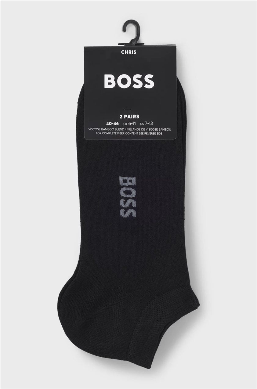 BOSS 2P As Logo Bamboo Erkek 2li Çorap Siyah
