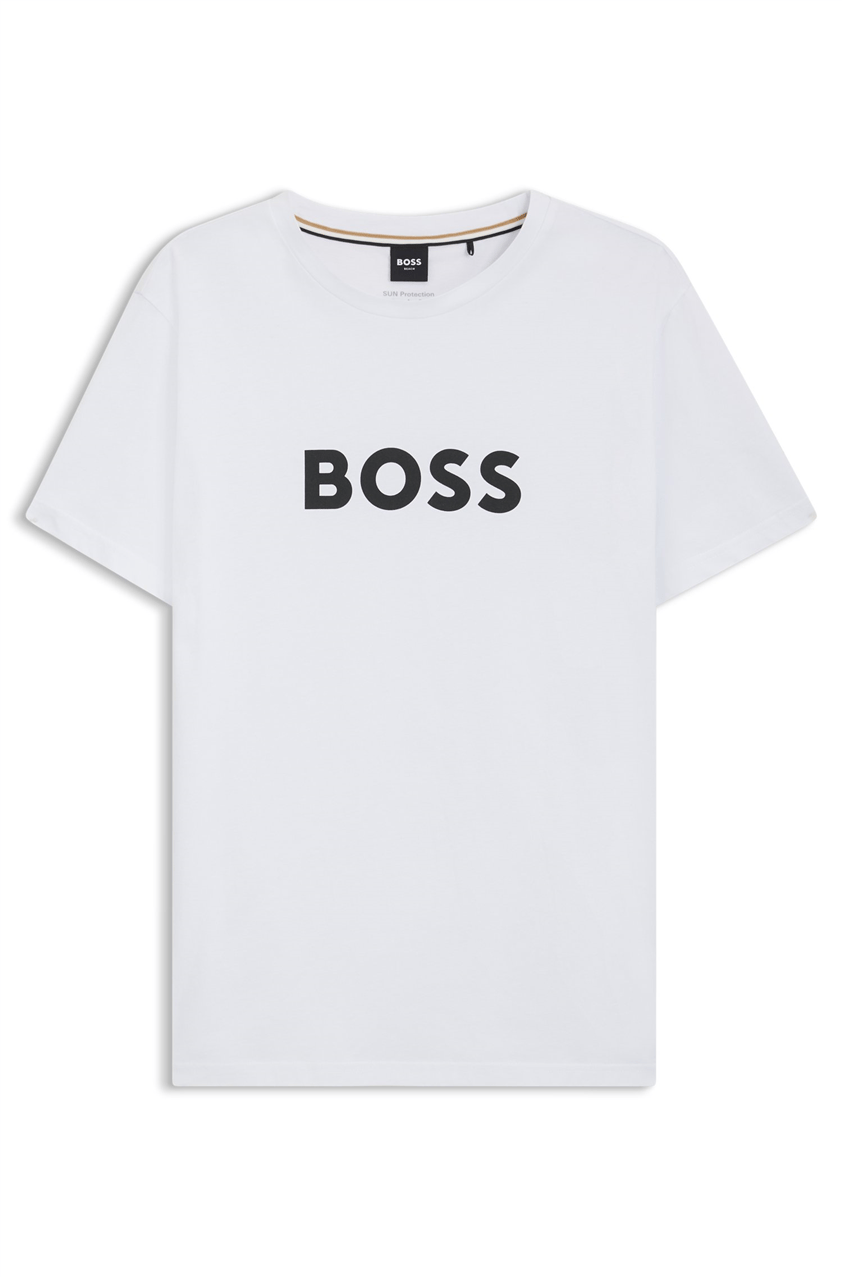 Boss Erkek Bisiklet Yaka T-Shirt Beyaz