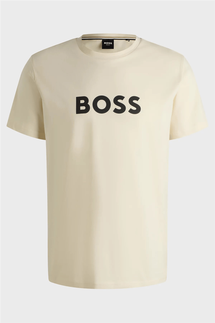Boss Erkek Bisiklet Yaka T-Shirt Beyaz