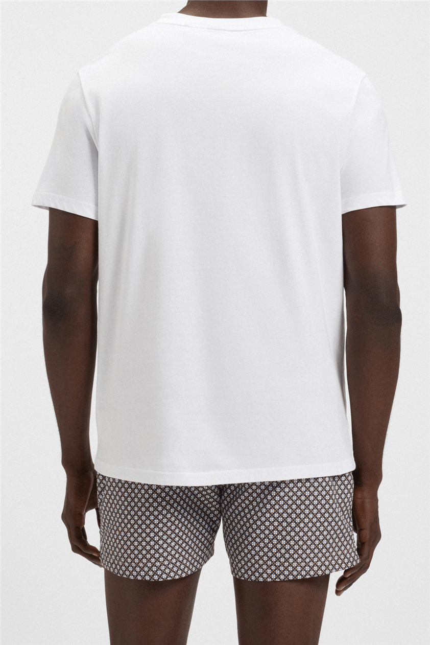 Boss Erkek Bisiklet Yaka T-Shirt Beyaz