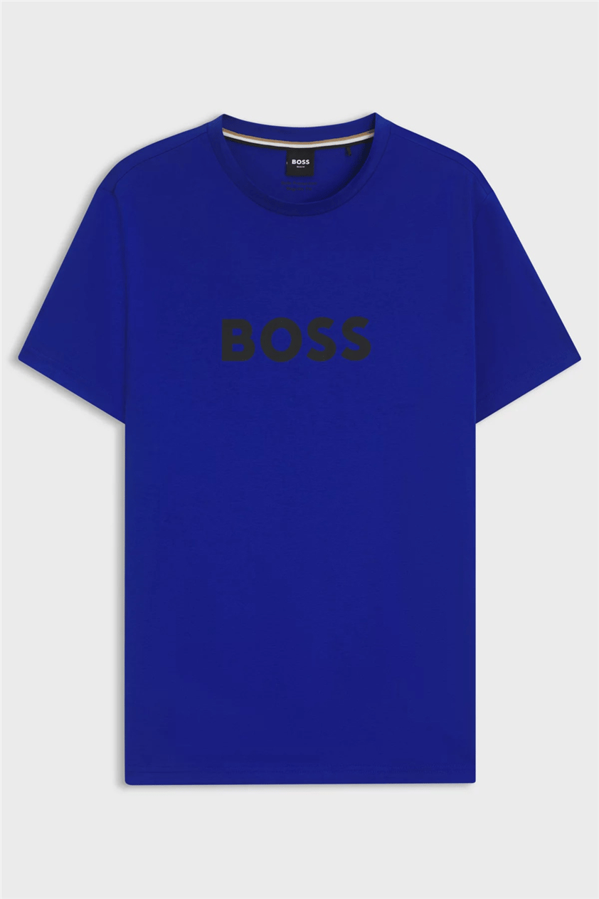 Boss Erkek Bisiklet Yaka T-Shirt Mavi
