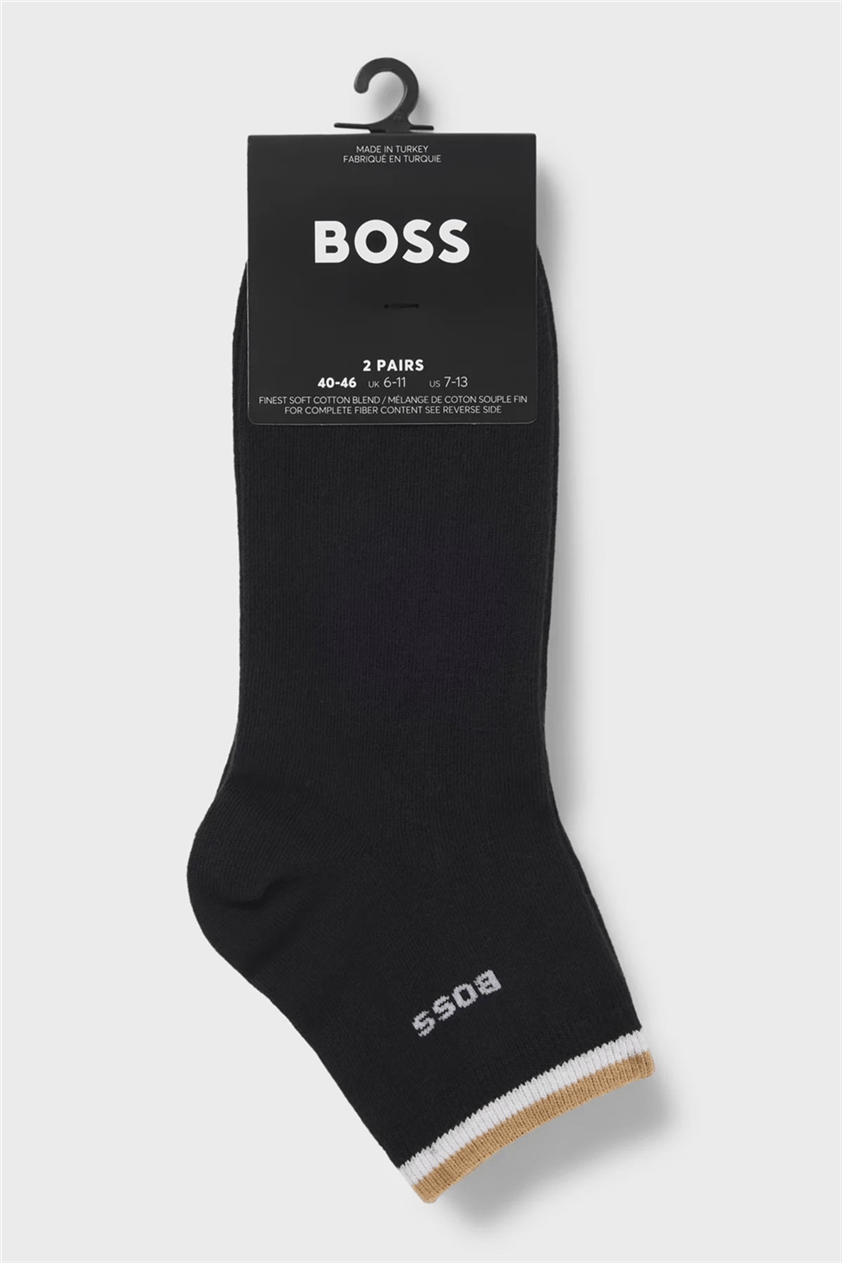 Boss Stripe Erkek 2li Çorap Siyah