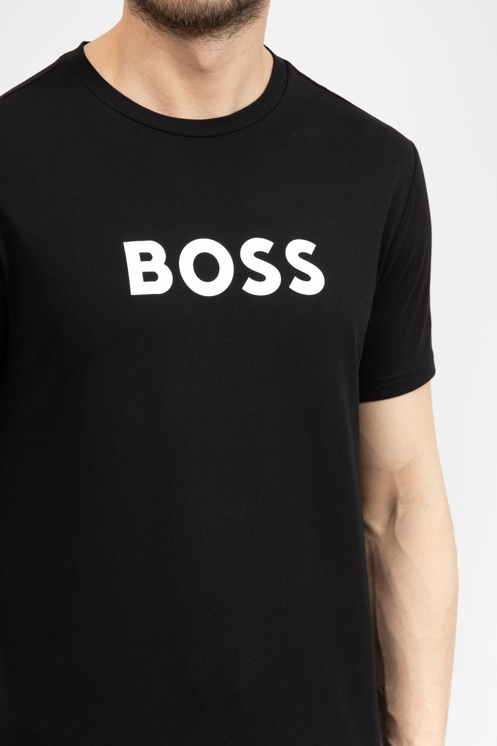 Boss Erkek Bisiklet Yaka T-Shirt Siyah