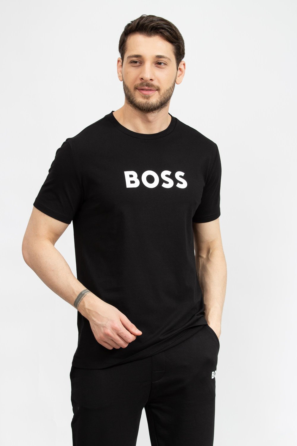 Boss Erkek Bisiklet Yaka T-Shirt Siyah