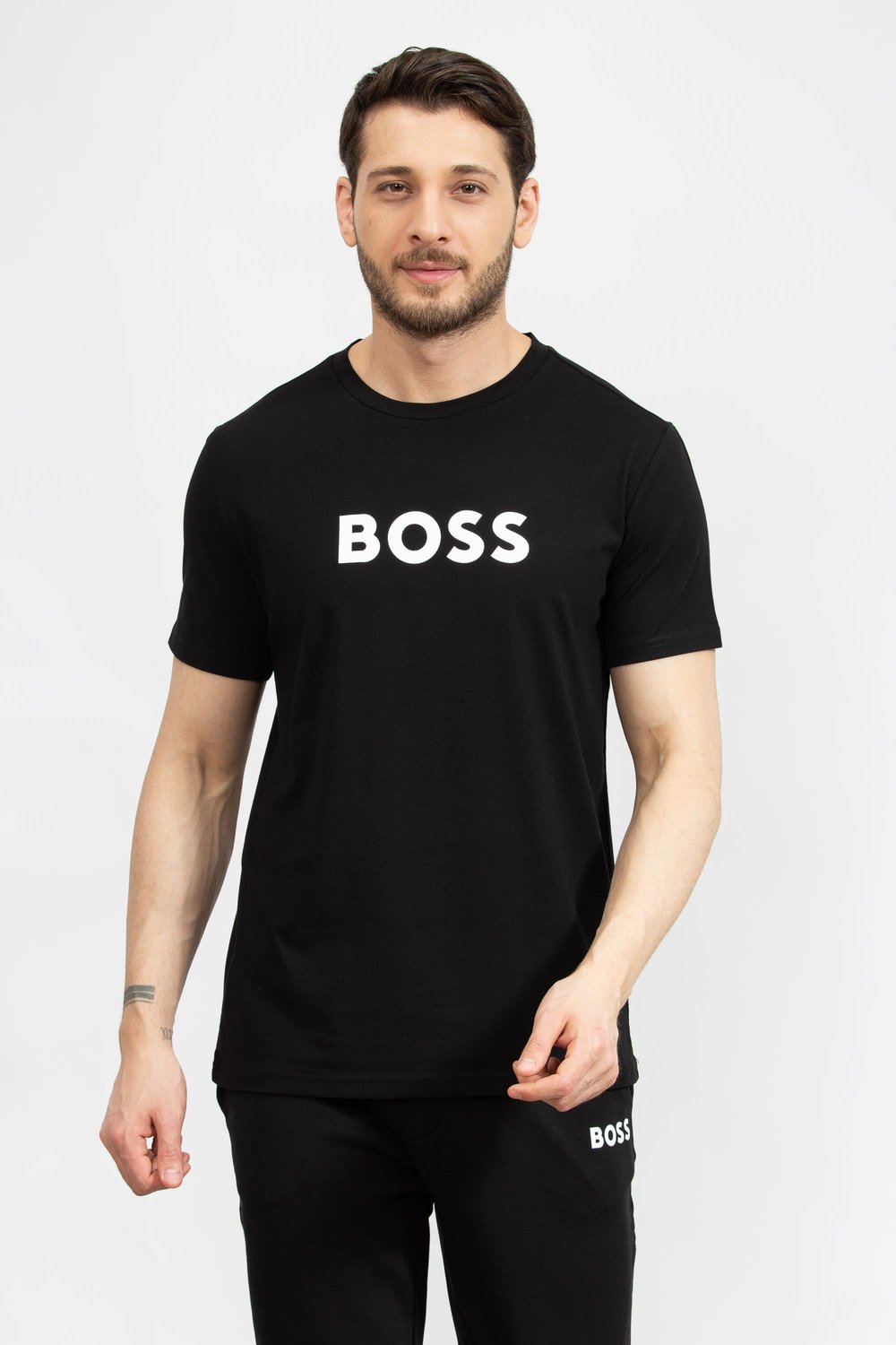 Boss Erkek Bisiklet Yaka T-Shirt Siyah