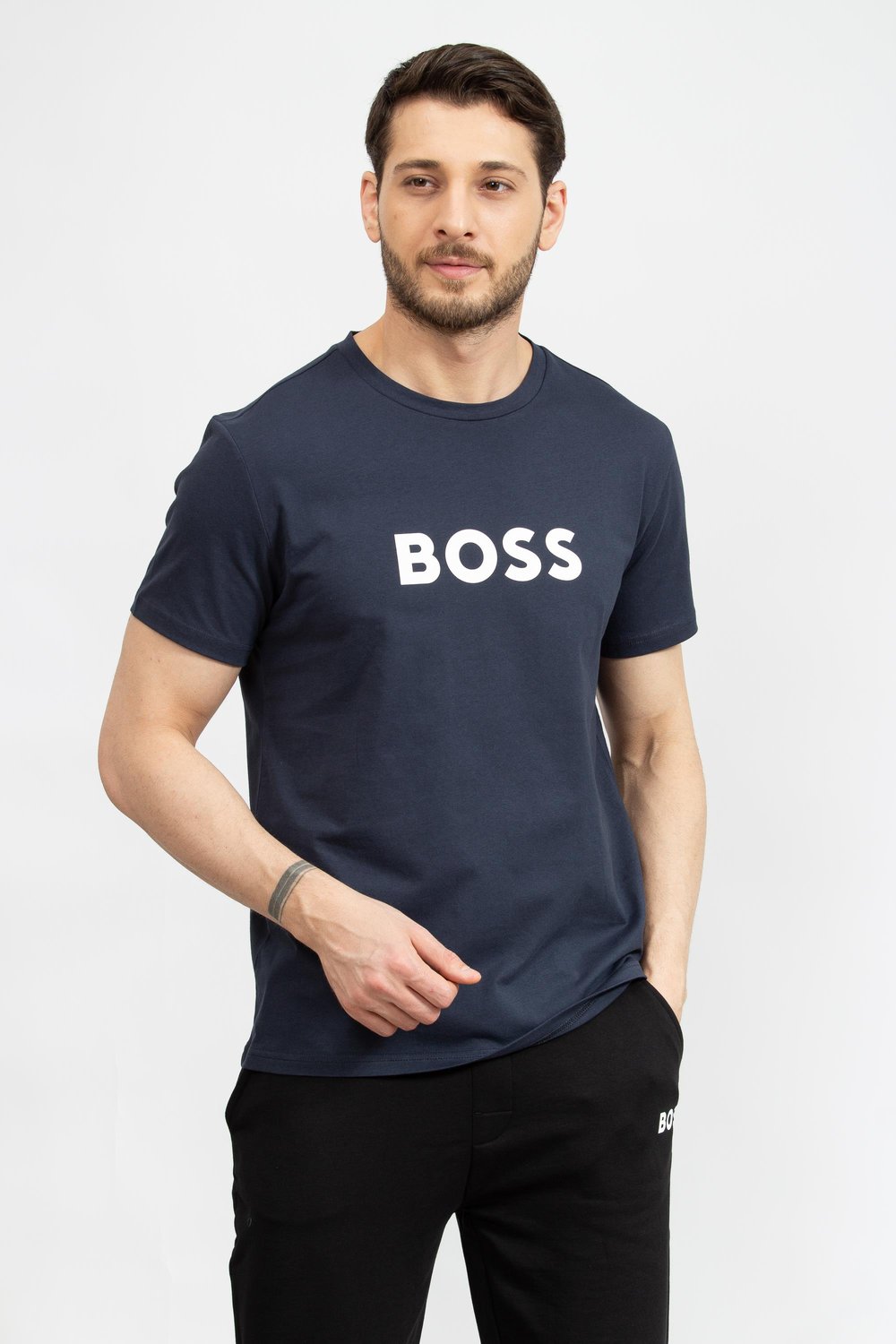 Boss Erkek Bisiklet Yaka T-Shirt Lacivert