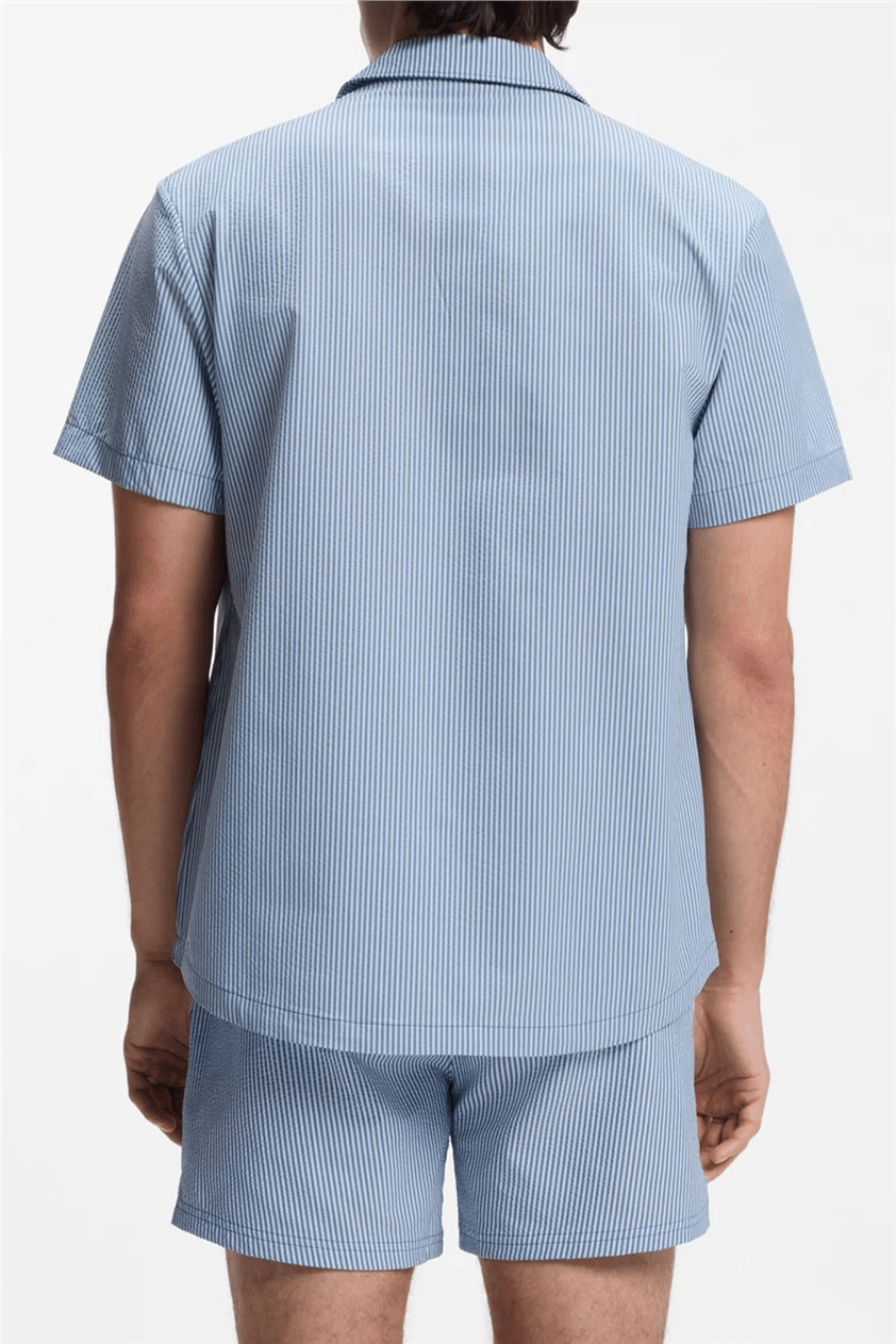 Boss Velvetfish Shirt Erkek Bisiklet Yaka T-Shirt Mavi