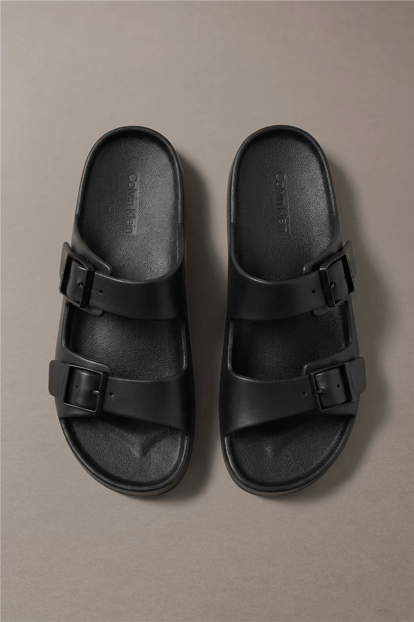 Calvin Klein Ergon Eva Double Bar Erkek Sandalet Siyah