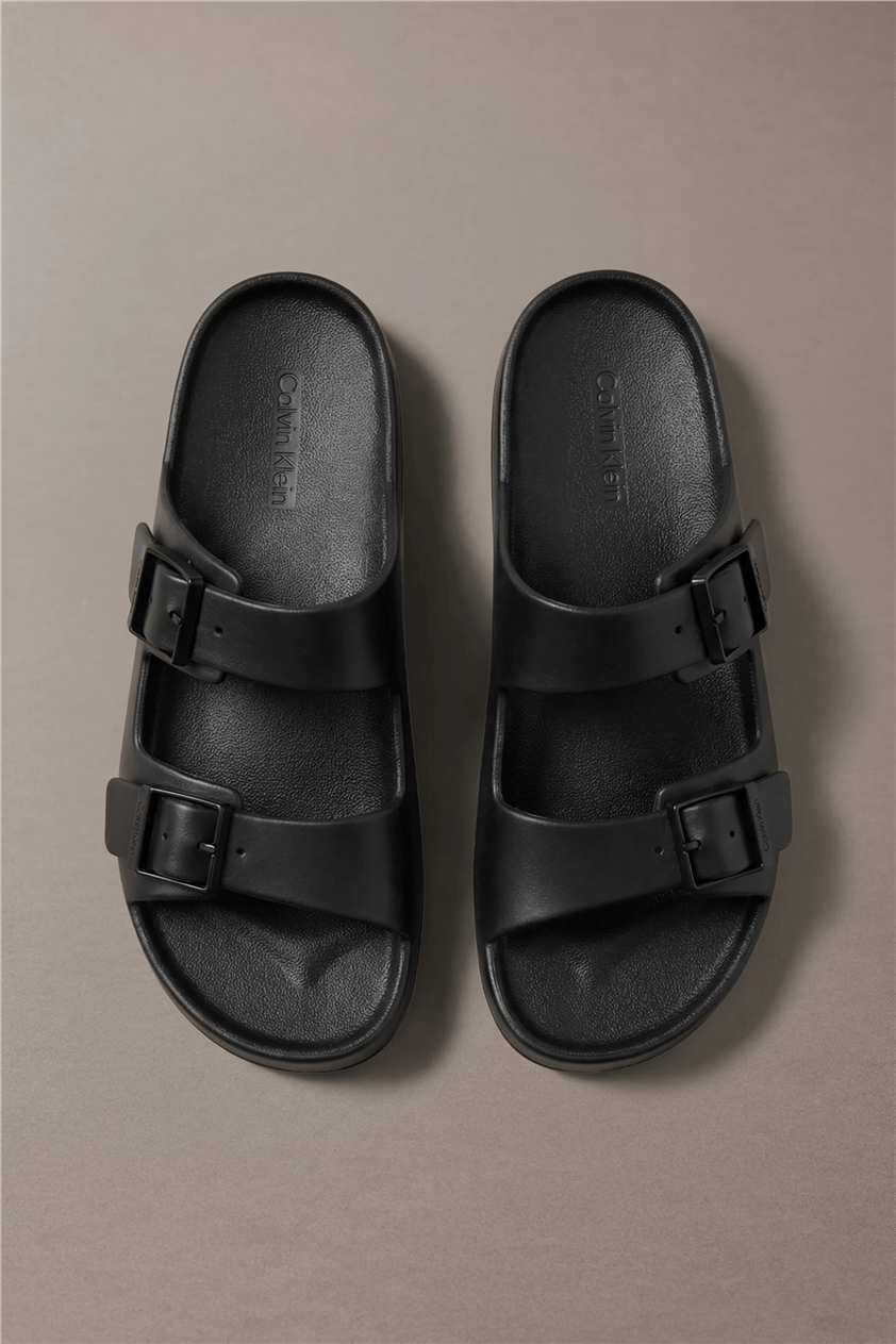 Calvin Klein Ergon Eva Double Bar Erkek Sandalet Siyah