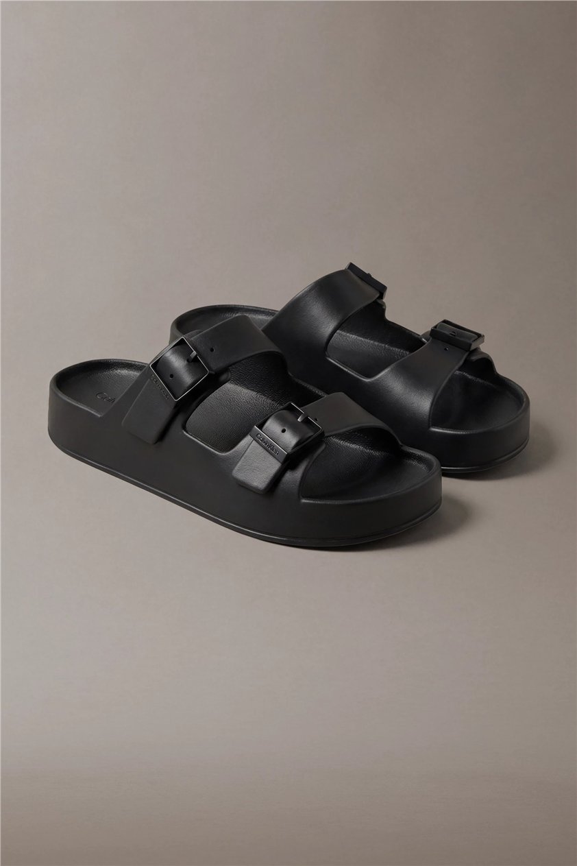 Calvin Klein Ergon Eva Double Bar Erkek Sandalet Siyah