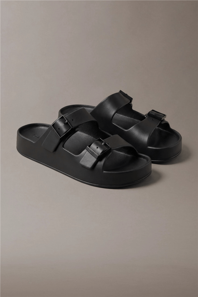 Calvin Klein Ergon Eva Double Bar Erkek Sandalet Siyah