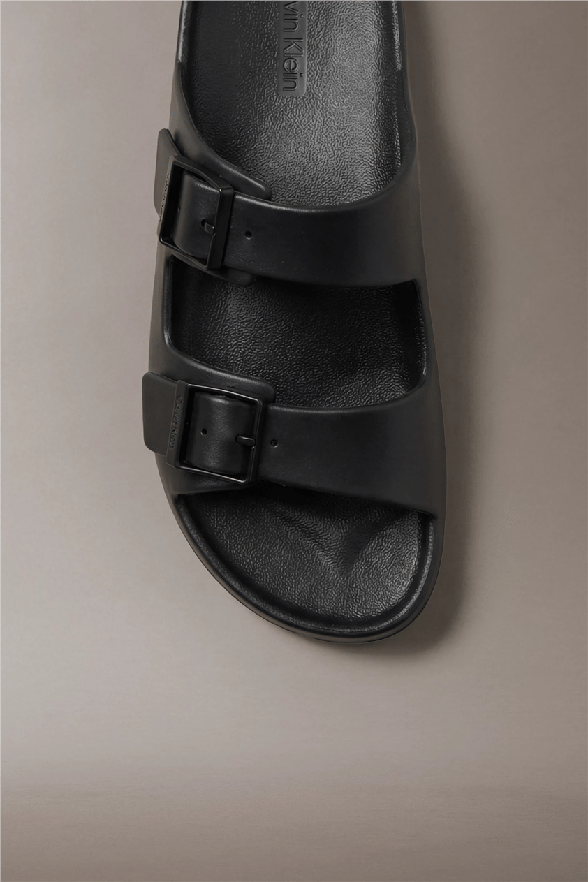 Calvin Klein Ergon Eva Double Bar Erkek Sandalet Siyah