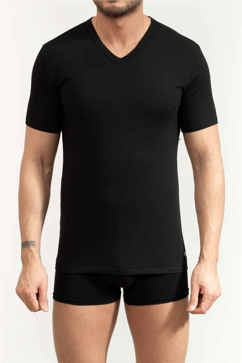 Calvin Klein Erkek V Yaka T-Shirt Siyah