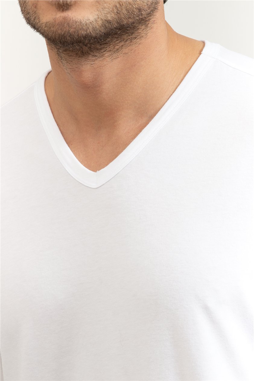 Calvin Klein Erkek V Yaka T-Shirt Beyaz