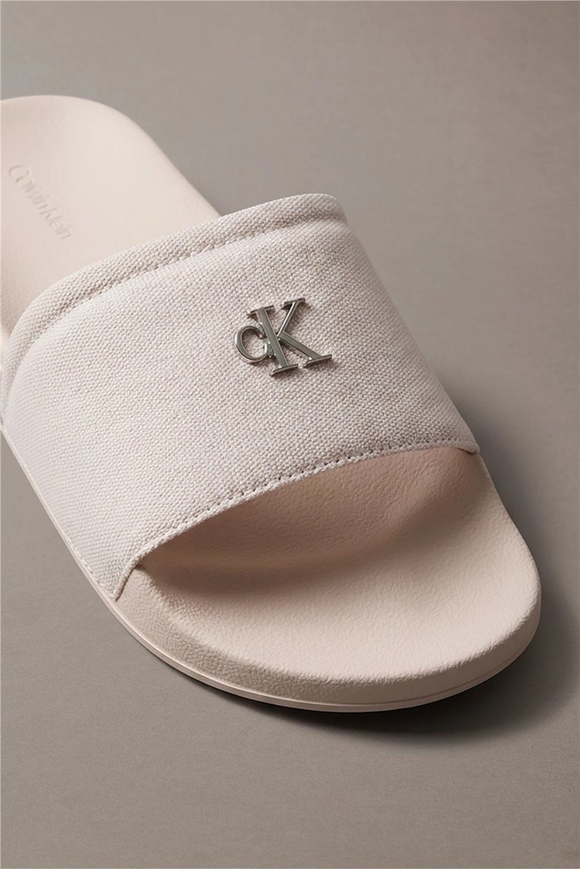Calvin Klein Ess Slide Canvas Hdw Kadın Terlik Bej