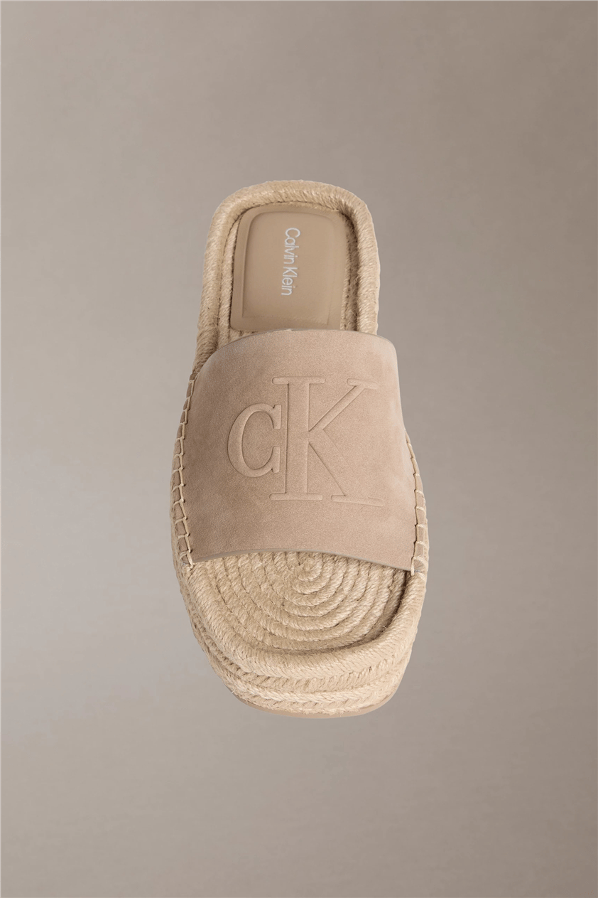 Calvin Klein Flatf Espa Mule Nub Kadın Espadril Bej