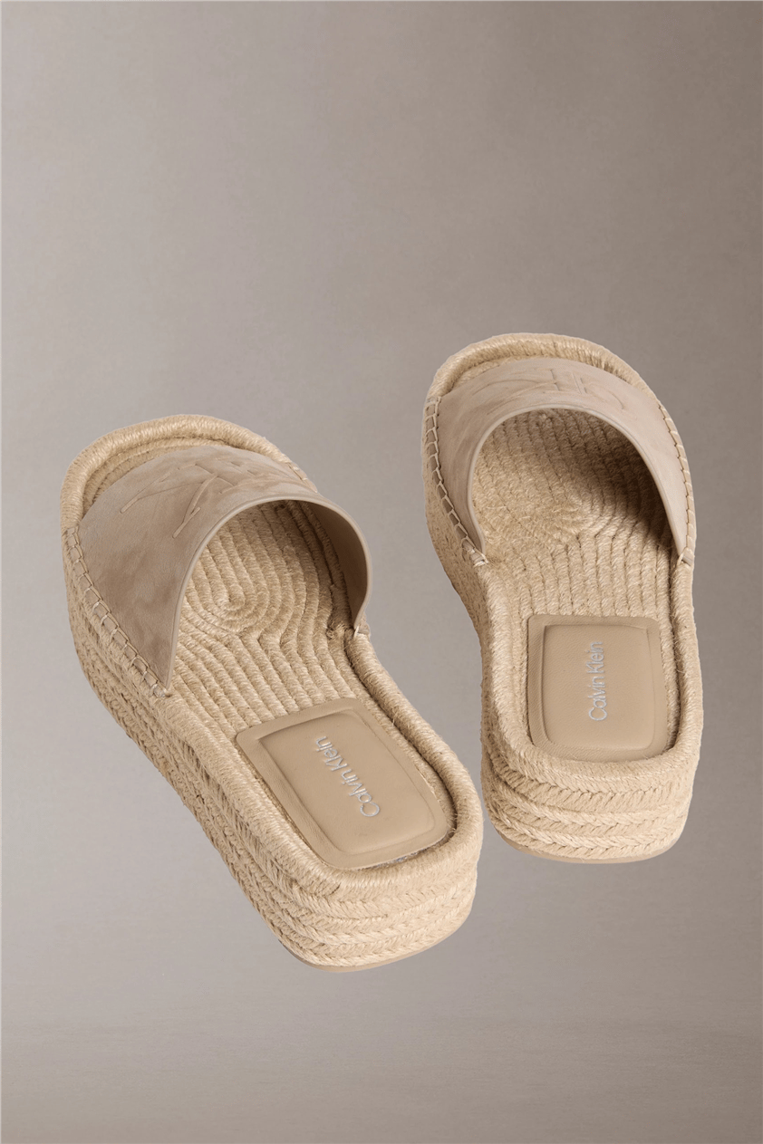 Calvin Klein Flatf Espa Mule Nub Kadın Espadril Bej