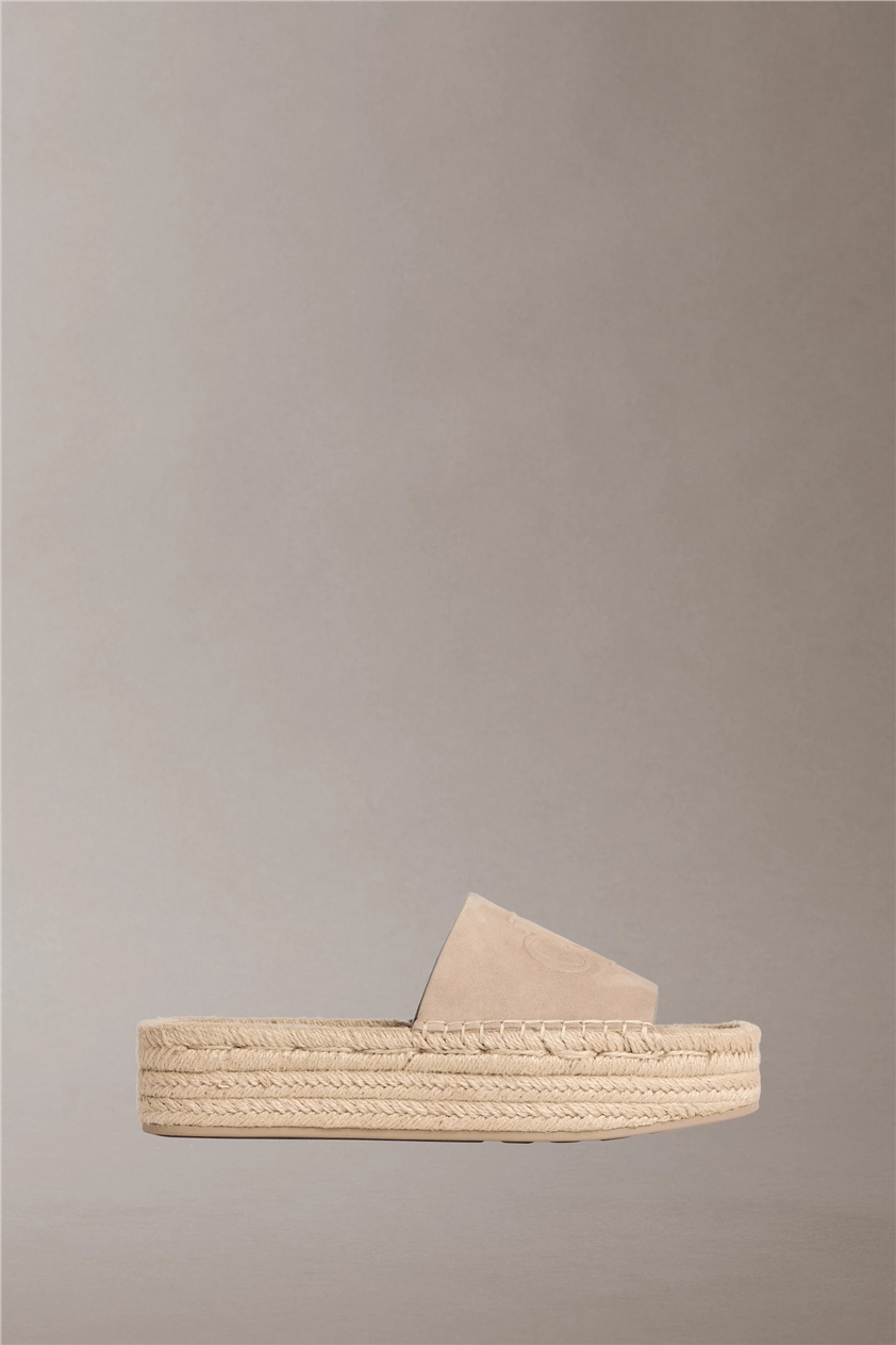 Calvin Klein Flatf Espa Mule Nub Kadın Espadril Bej