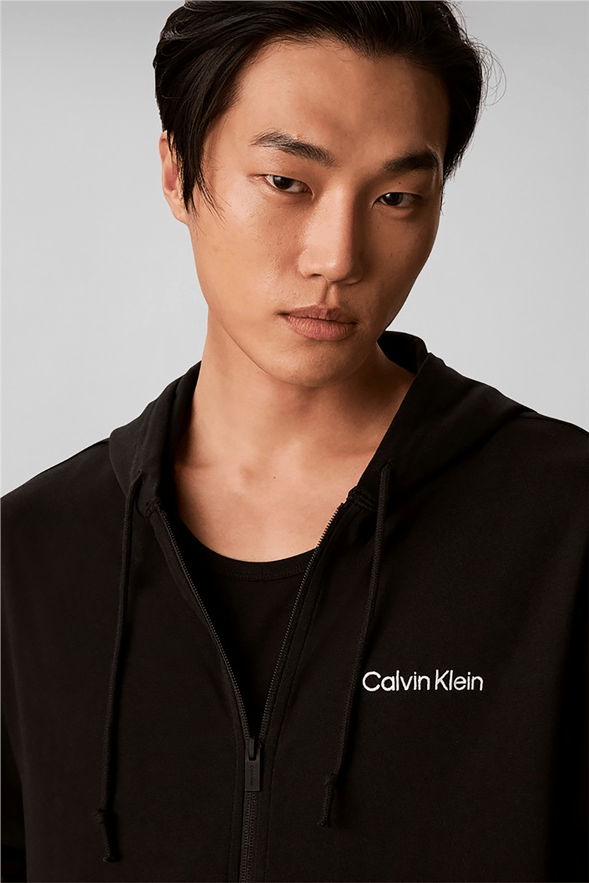 Calvin Klein Icon Essnl L/S Full Zıp Hoodıe Erkek Pijama Üstü Siyah