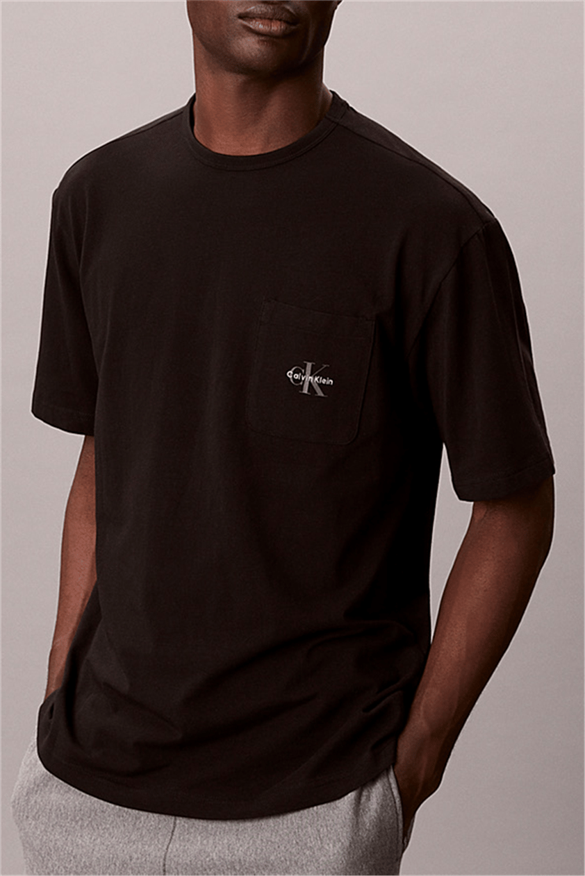 Calvin Klein Monogram S/S Crew Ne Erkek Pijama Üstü Siyah