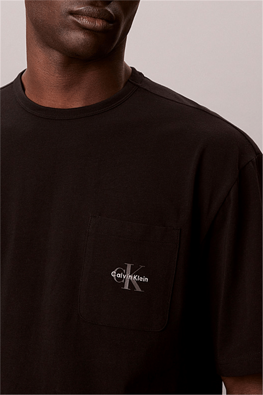 Calvin Klein Monogram S/S Crew Ne Erkek Pijama Üstü Siyah
