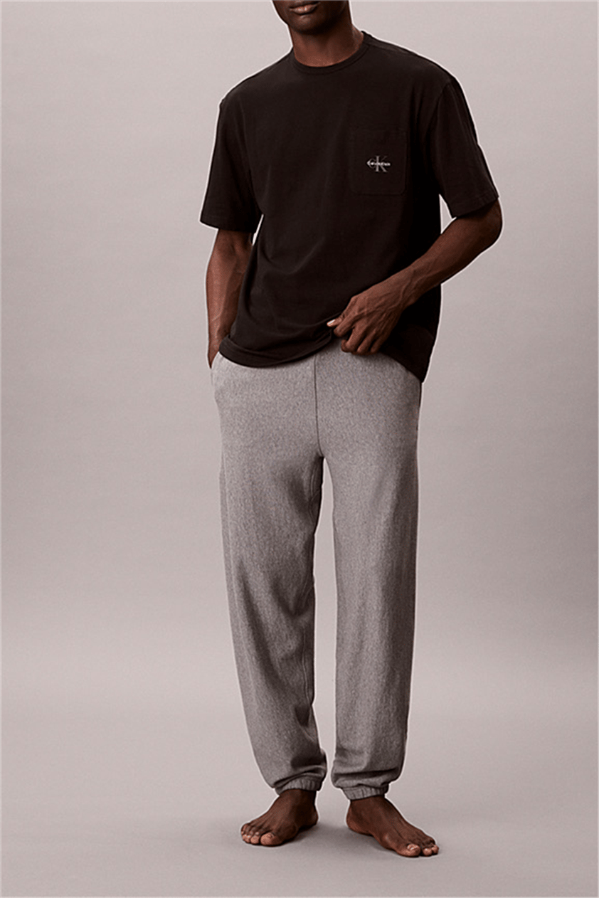 Calvin Klein Monogram S/S Crew Ne Erkek Pijama Üstü Siyah