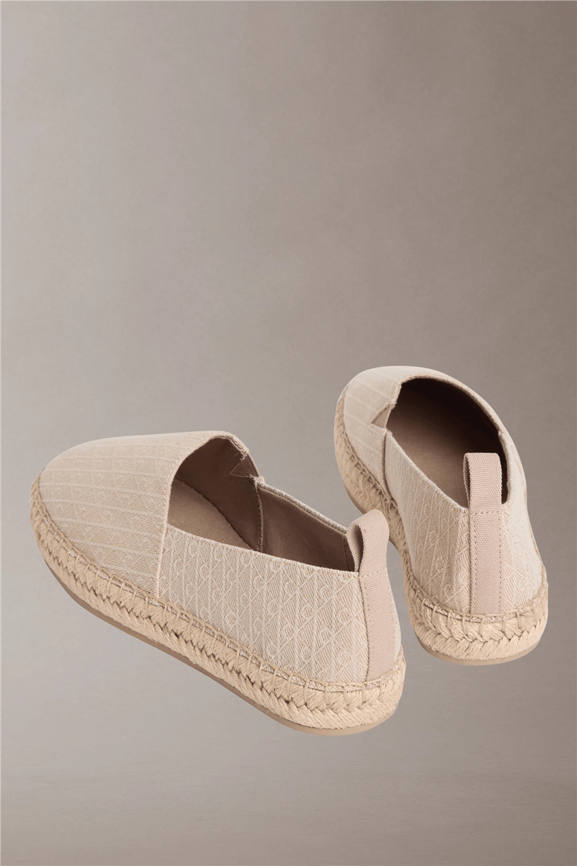 Calvin Klein Oblique Espadrille A Kadın Espadril Bej