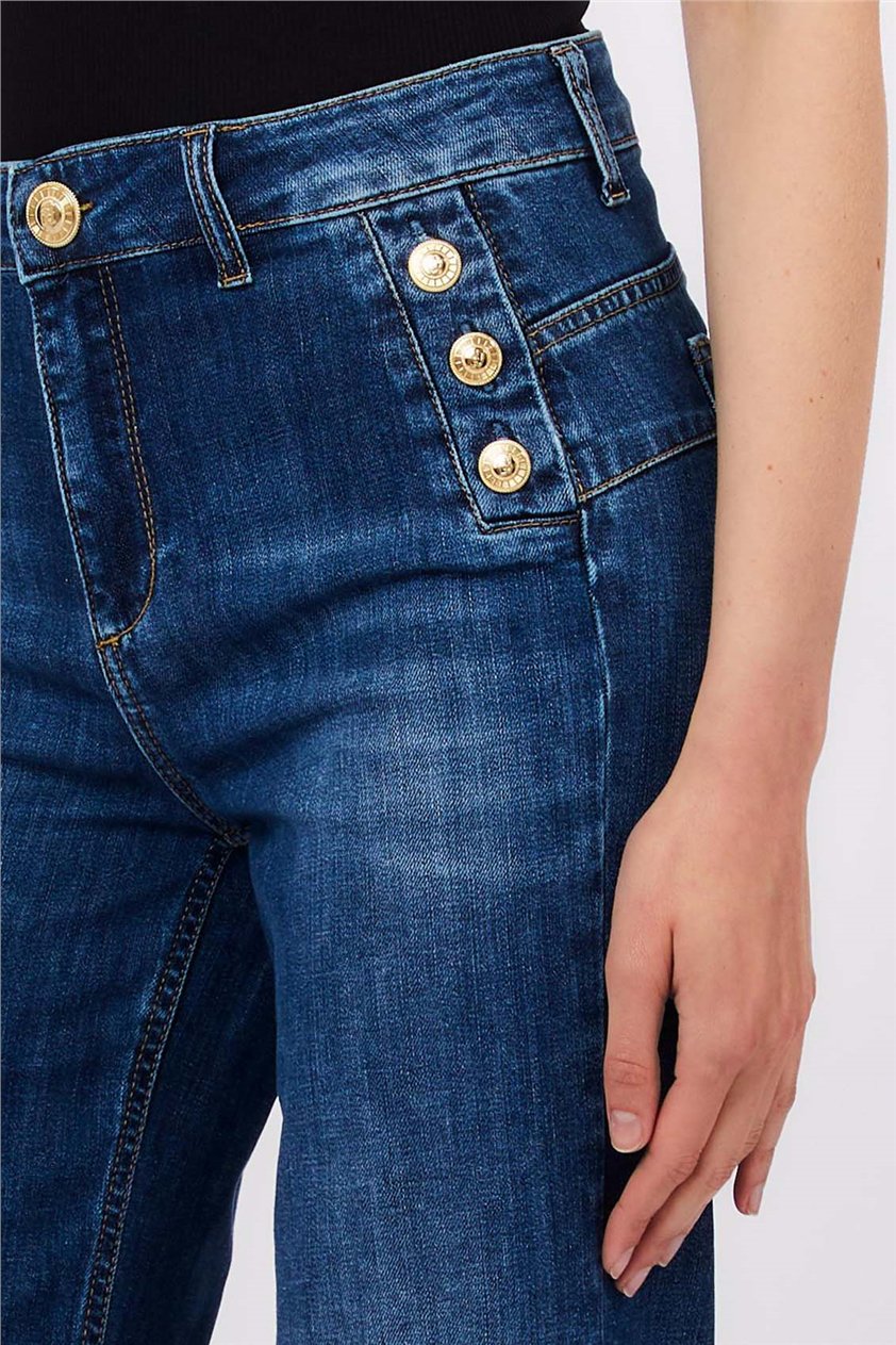 Liu Jo B.Up Flare Button H.W. Kadın Jean Pantolon Mavi