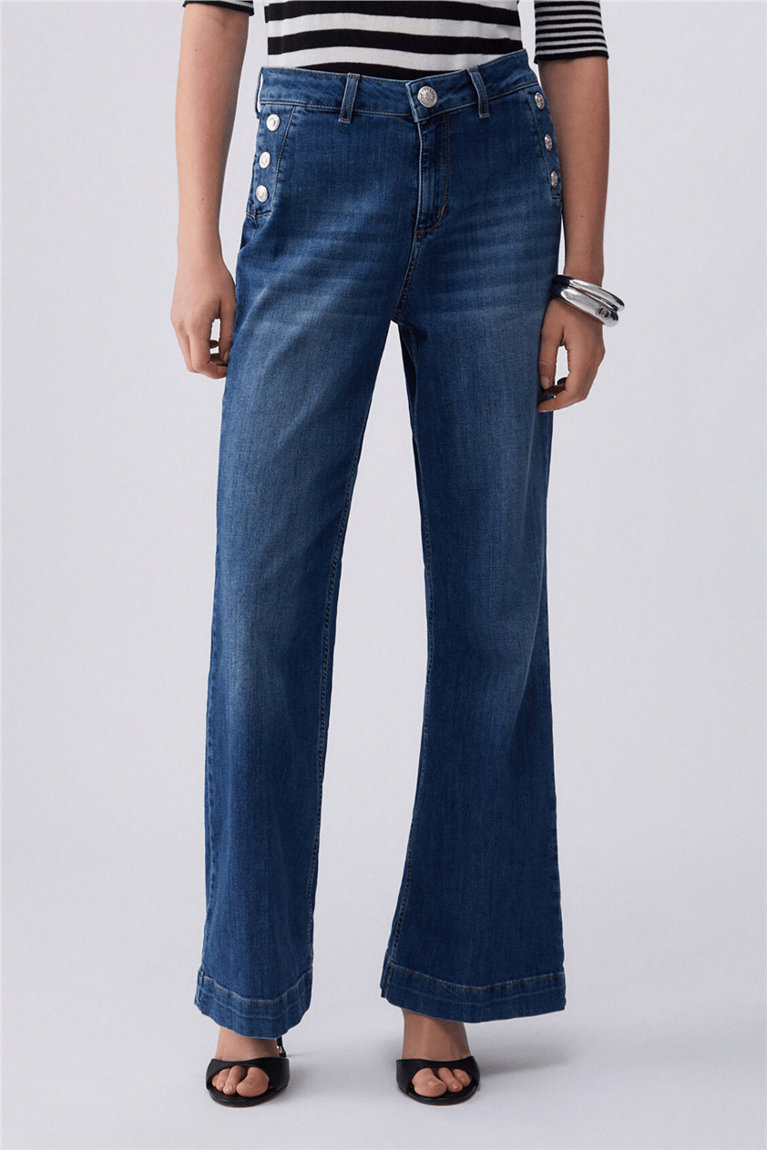 Liu Jo B.Up Flare Button H.W. Kadın Jean Pantolon Mavi