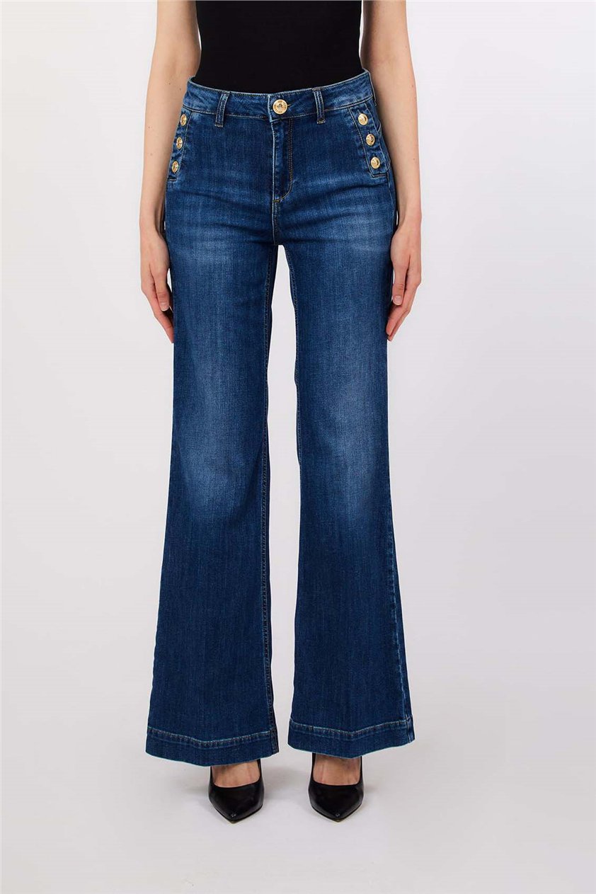 Liu Jo B.Up Flare Button H.W. Kadın Jean Pantolon Mavi