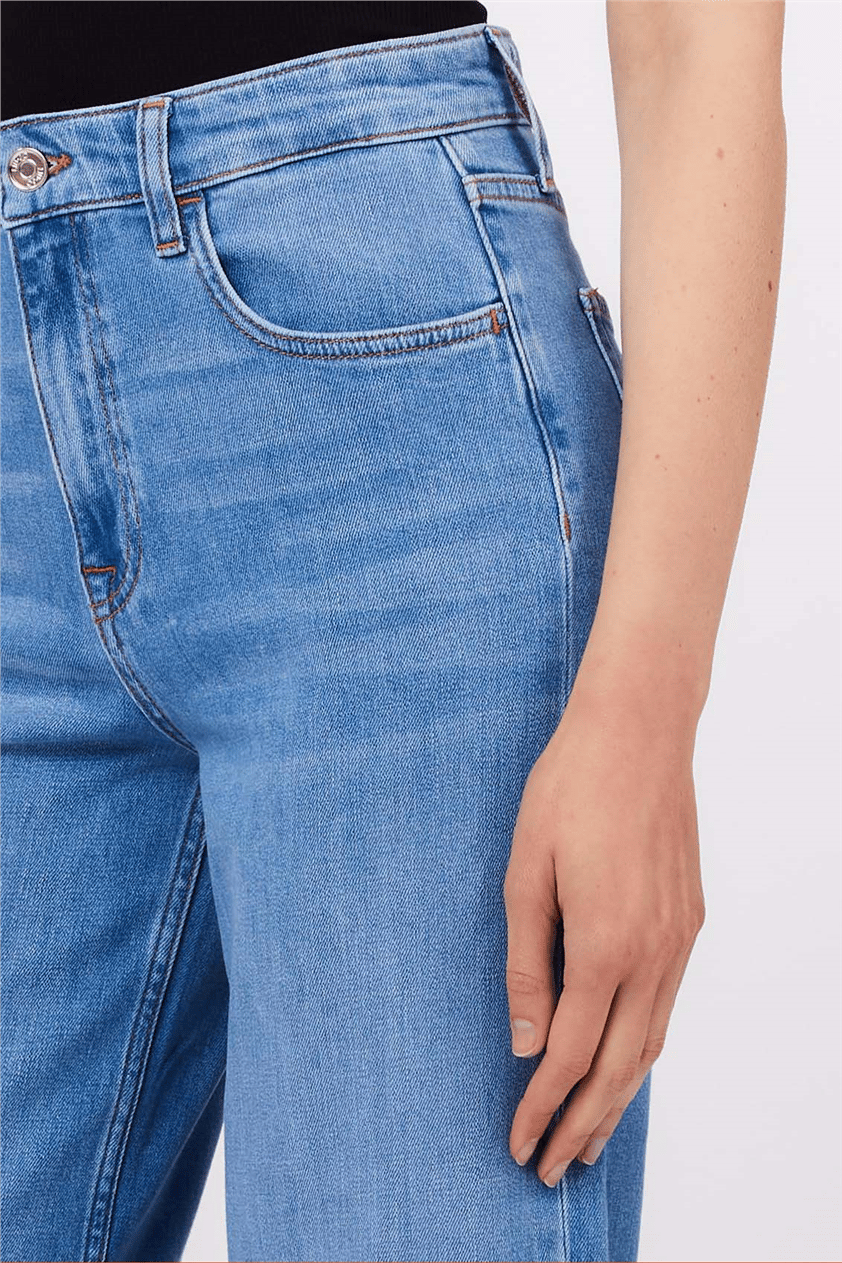 Liu Jo B.Up Flare Cropped Reg.W. Kadın Jean Pantolon Mavi