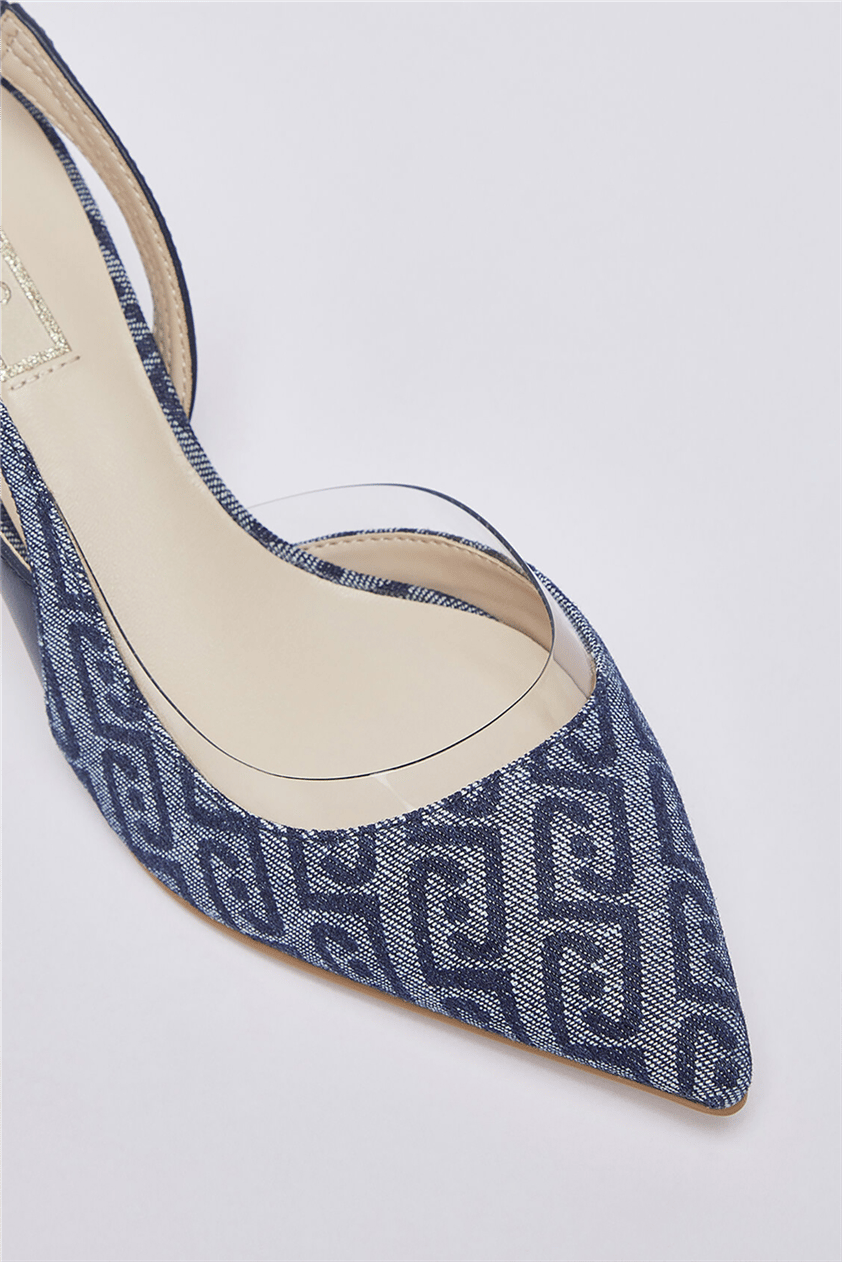 Liu Jo Deva 09 Sling Back Monogram Kadın Topuklu Ayakkabı Mavi