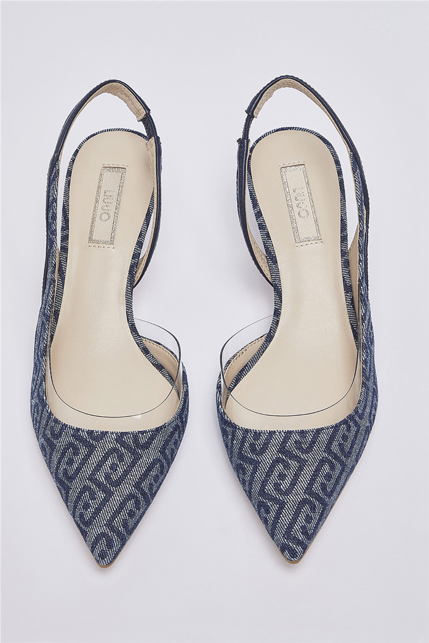 Liu Jo Deva 09 Sling Back Monogram Kadın Topuklu Ayakkabı Mavi