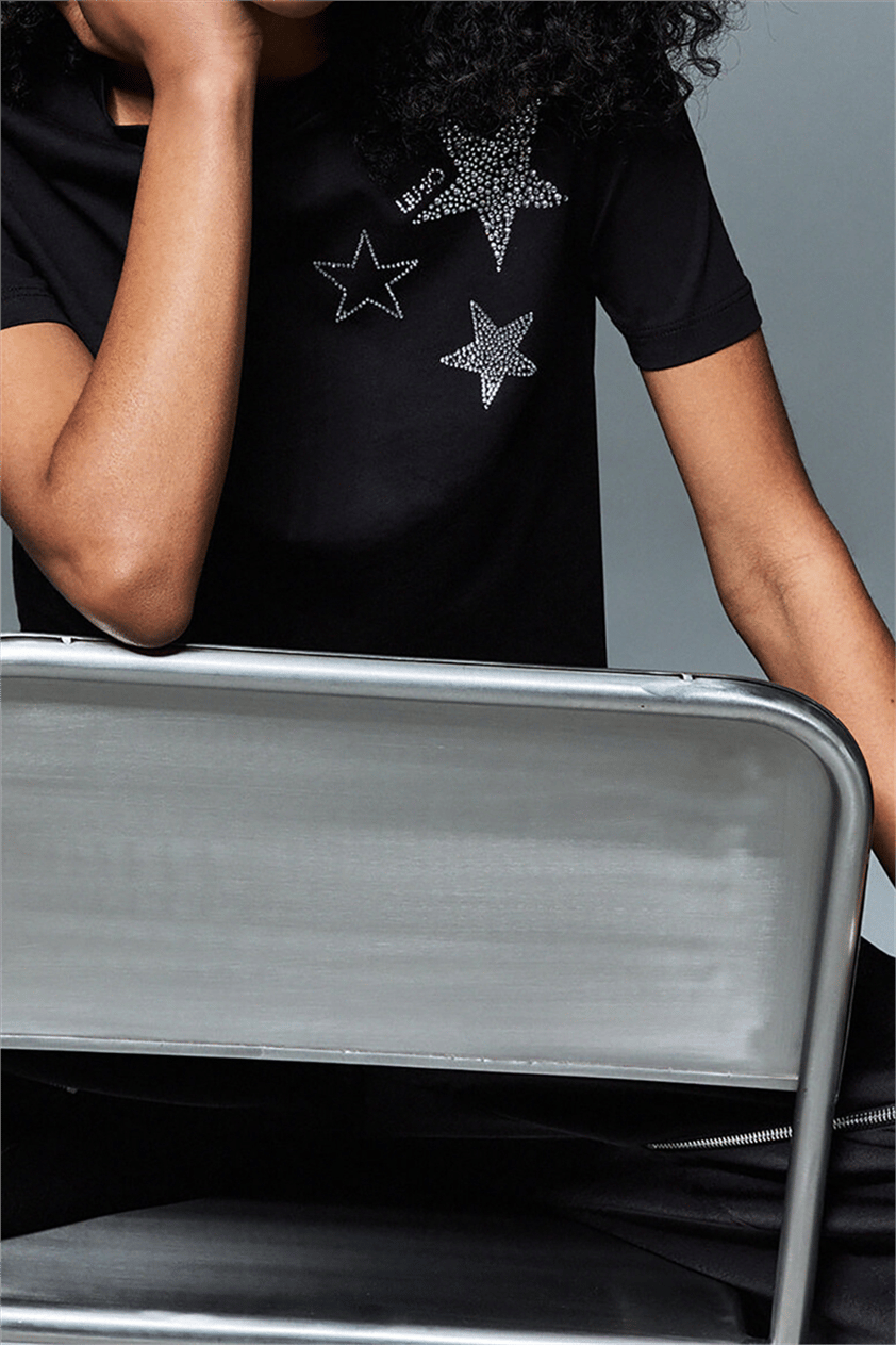 Liu Jo Ecs T-Shirt Moda M/C Kadın Bisiklet Yaka T-Shirt Çok Renkli