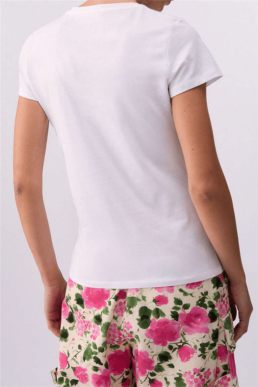 Liu Jo Ecs T-Shirt Moda M/C Kadın Bisiklet Yaka T-Shirt Çok Renkli