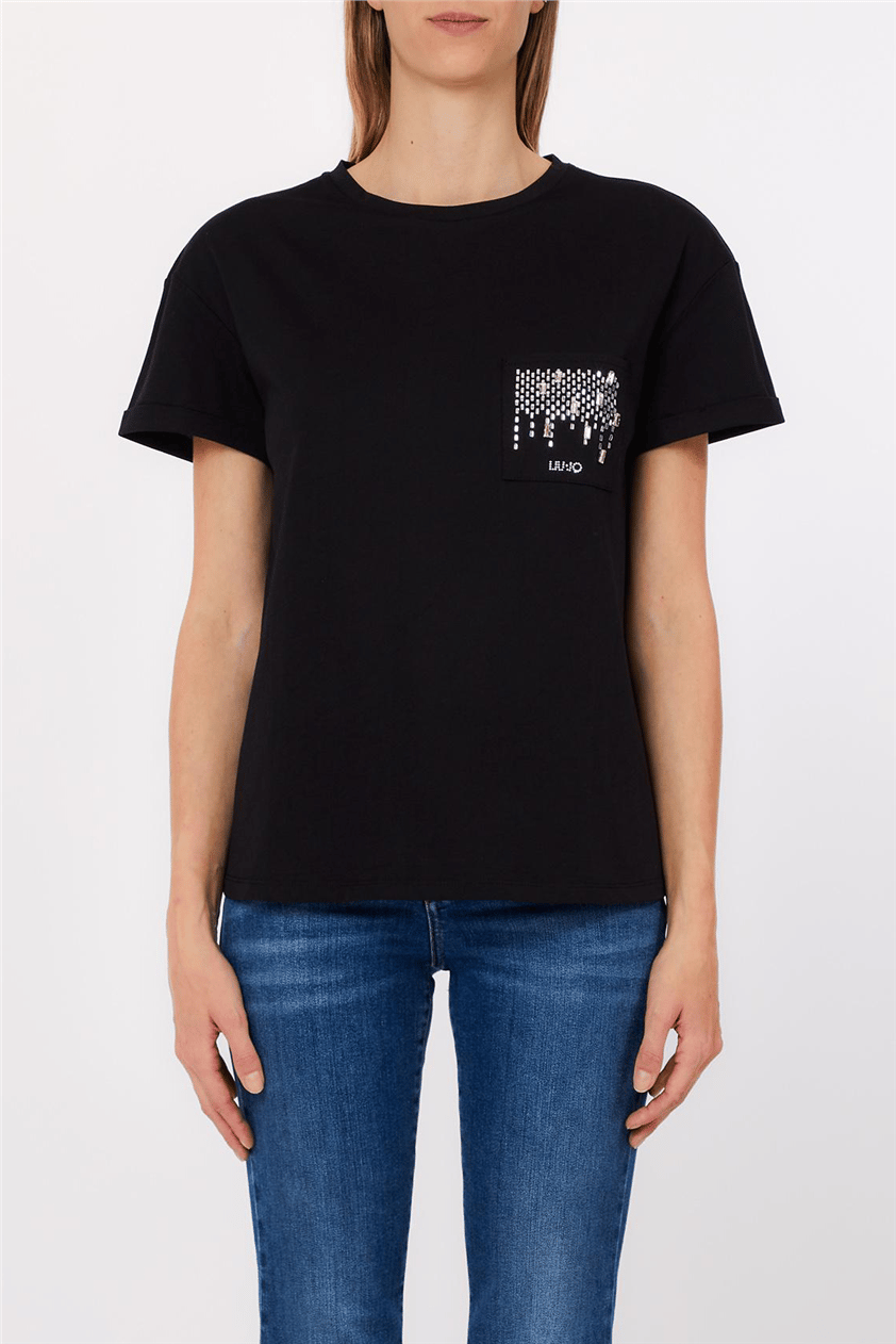 Liu Jo Ecs T-Shirt Moda M/C Kadın Bisiklet Yaka T-Shirt Çok Renkli