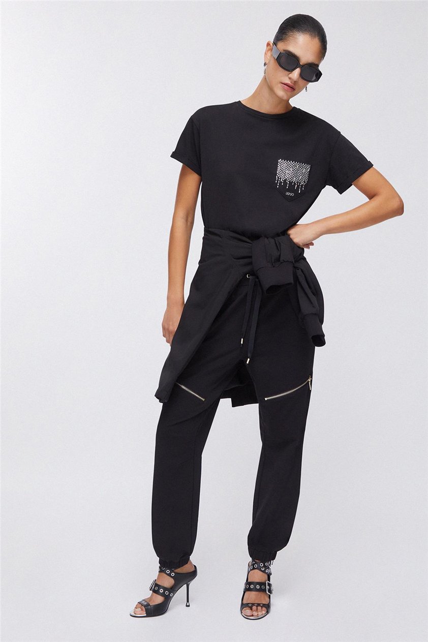Liu Jo Ecs T-Shirt Moda M/C Kadın Bisiklet Yaka T-Shirt Çok Renkli