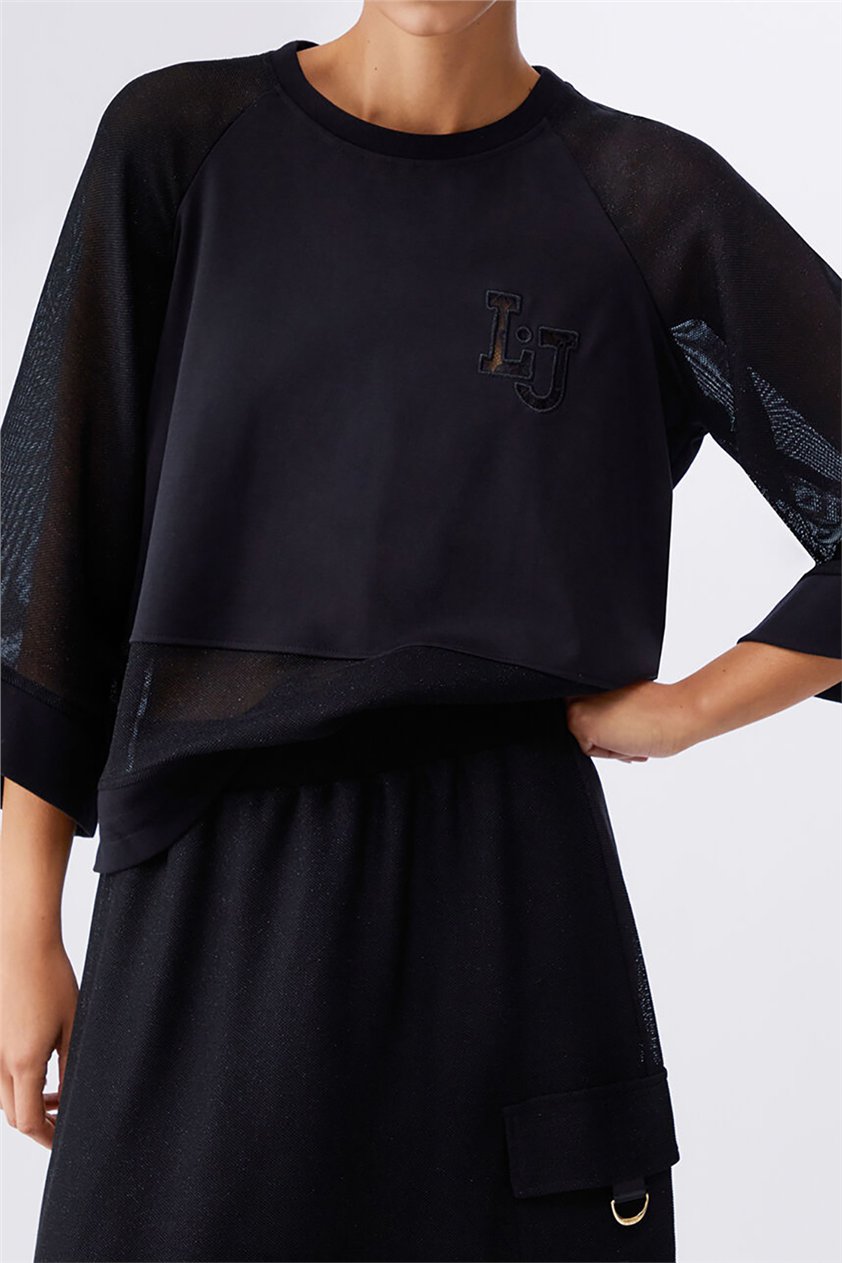 Liu Jo Felpa Chiusa Kadın Bisiklet Yaka Sweatshirt Siyah