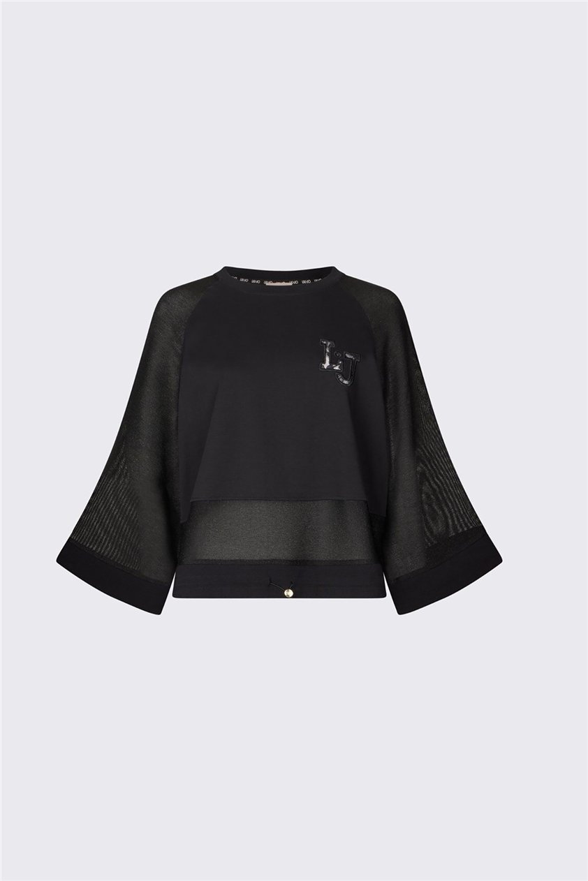 Liu Jo Felpa Chiusa Kadın Bisiklet Yaka Sweatshirt Siyah