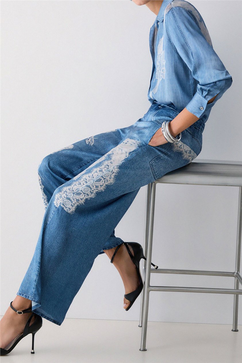 Liu Jo Pant.Flare Digital H.W. Kadın Jean Pantolon Mavi